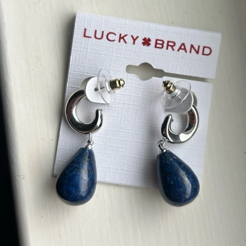 Lucky Brand Blue Stone Drop Earrings
